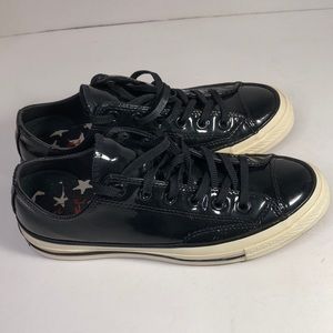 Black patent sneakers